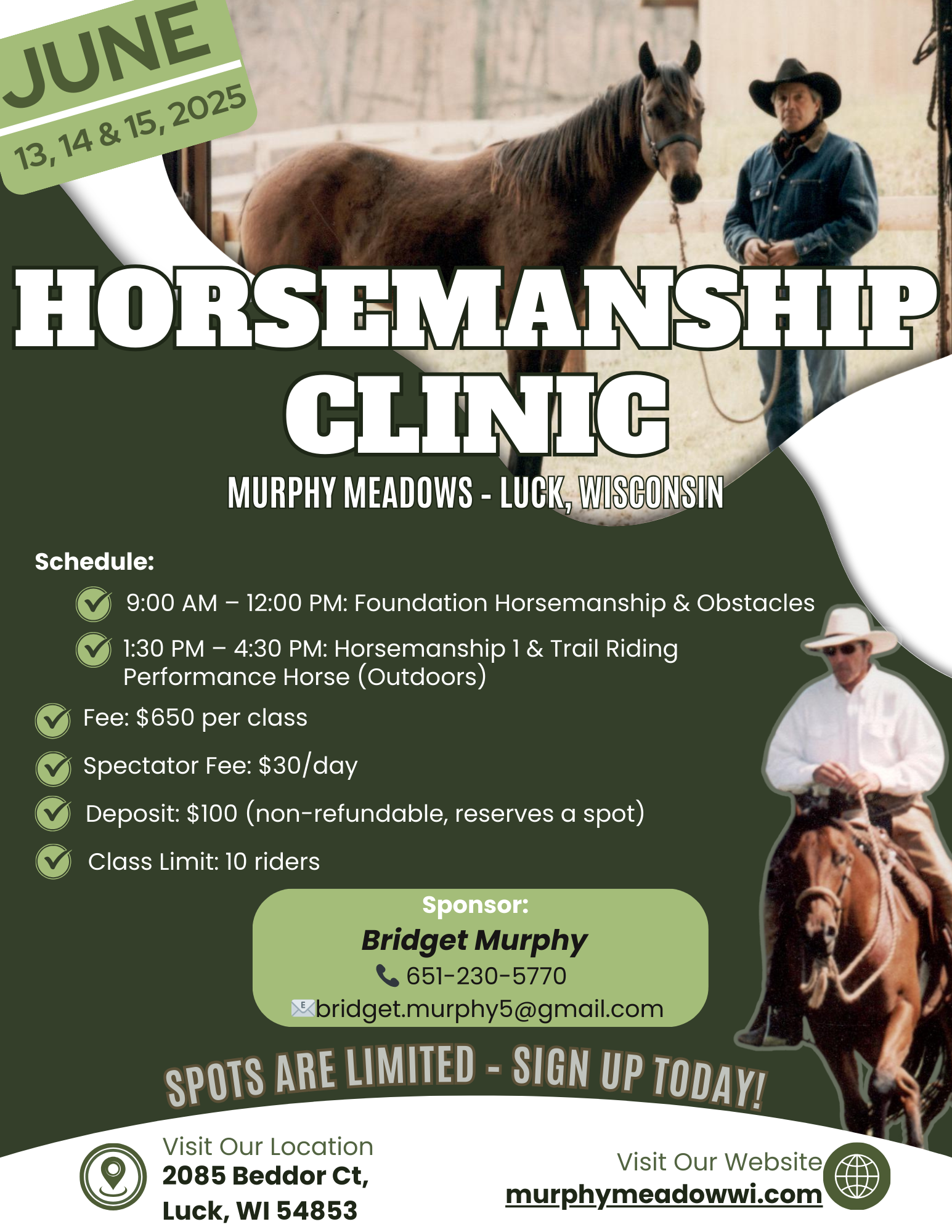 Horsemanship Clinic at Murphy Meadows Wisconsin